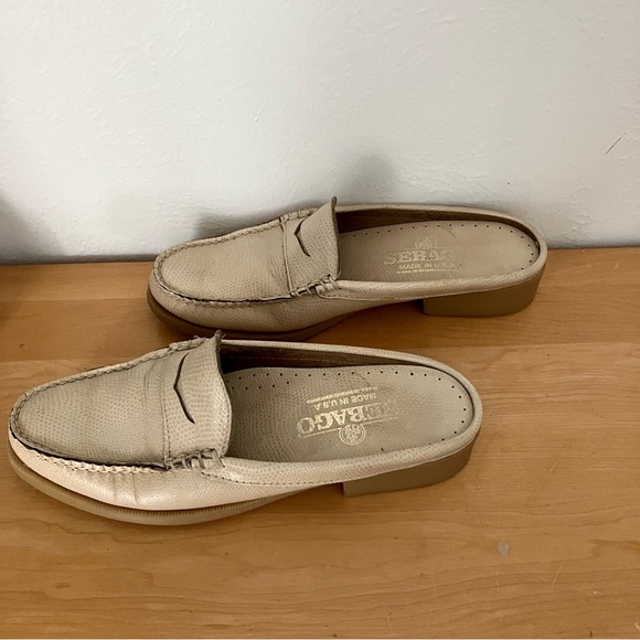 Sebago Leather Dan Clog Waxy Mule Loafers in Cream, size 8.5 - Picture 5 of 8